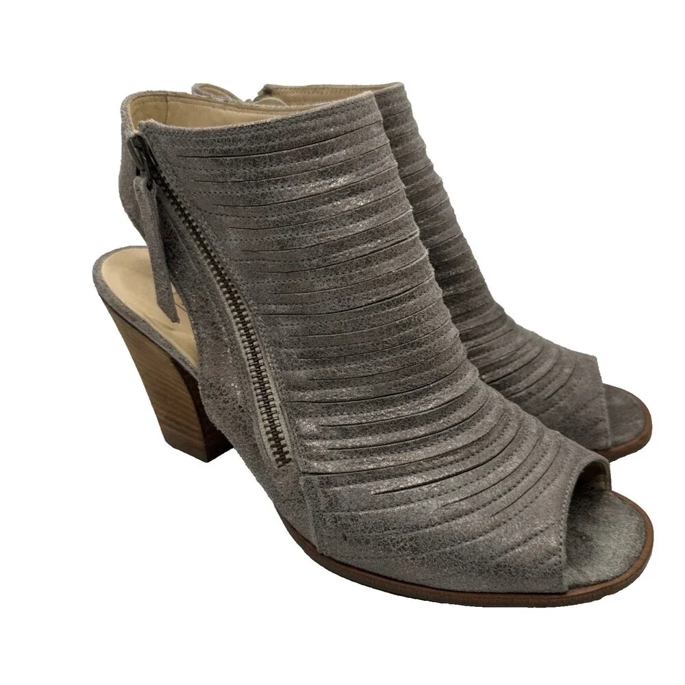 Paul Green Cayenne Leather Peep Toe Sandals Heels Sz7.5